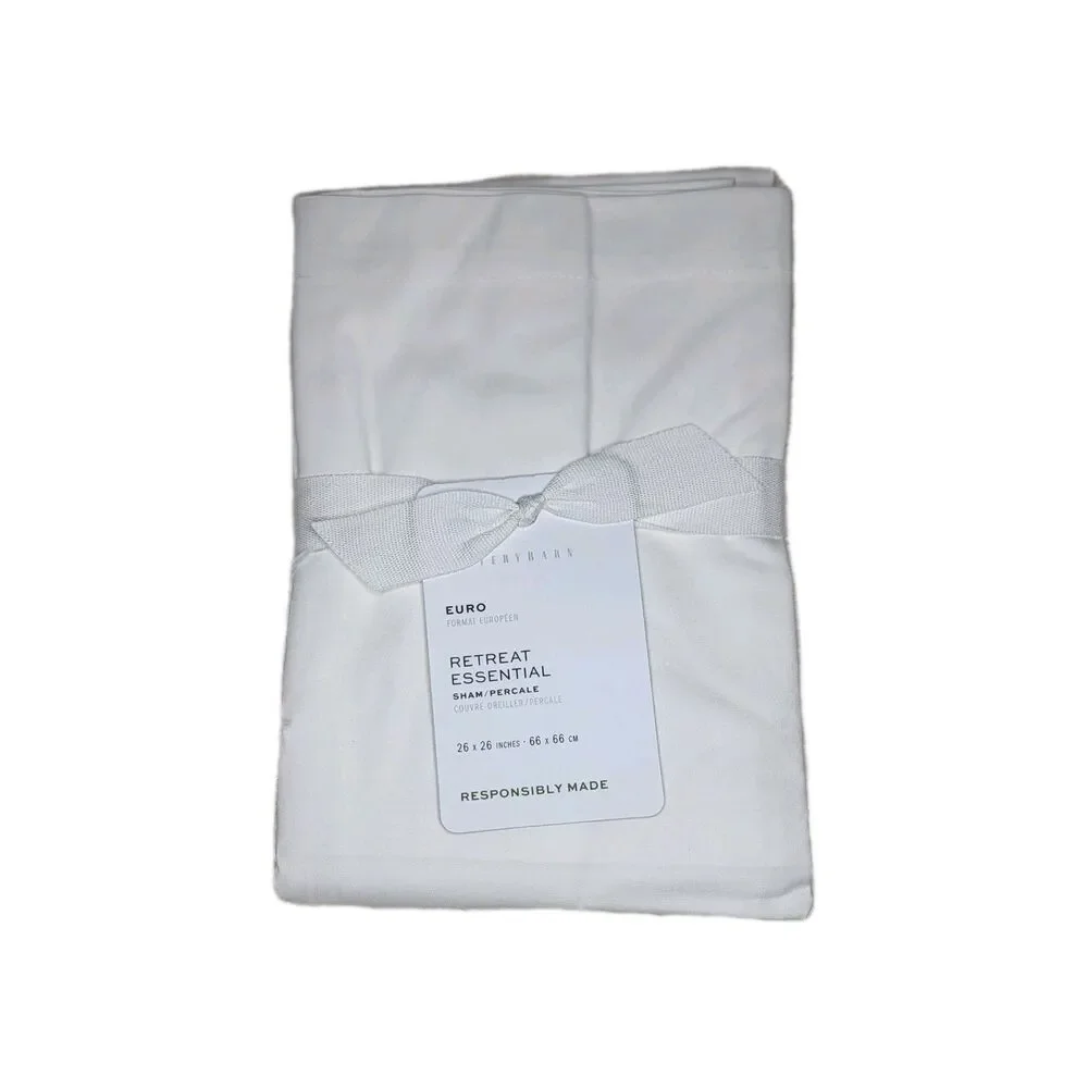 1 Pottery Barn RETREAT ESSENTIAL Euro Sham 26 × 26 White 100% Cotton NEW K